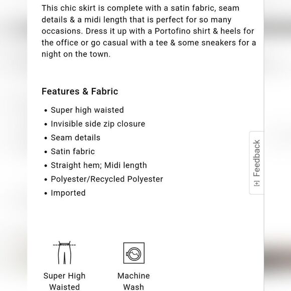 Super High Waisted Satin Seamed Midi Skirt - Picture 4 of 7